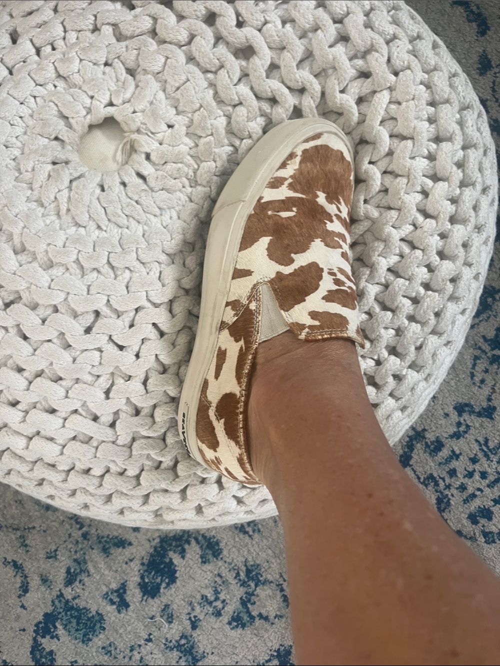 Women’s SeaVees Slip-On Cowhide Print Casual Sneakers - Brown/White